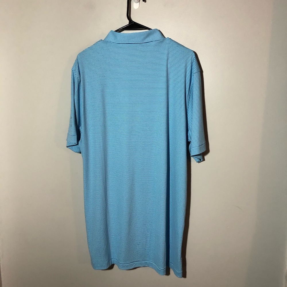 Nwt Peter Millar featherweight upf 50+ blue striped polo L fox hopyard golf - Picture 2 of 9